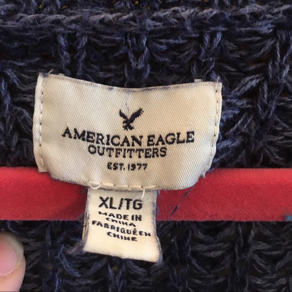 American Eagle Outfitters Navy Blue Open Knit Cardigan - Picture 3 of 4